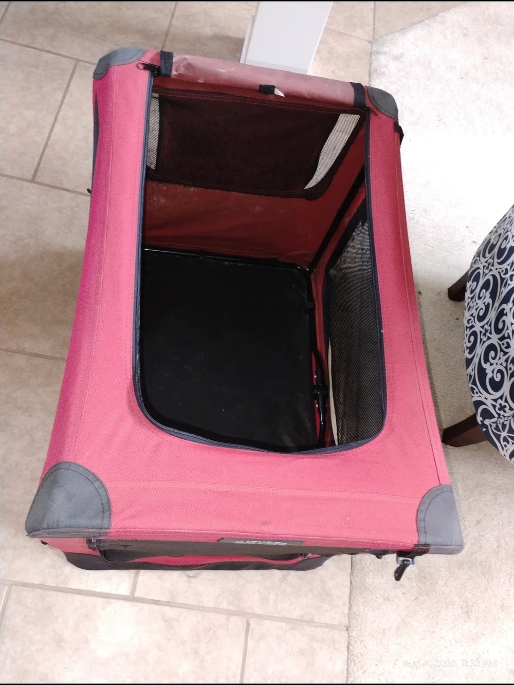 Red Soft-Sided Travel Dog Crate - Portable Carrier